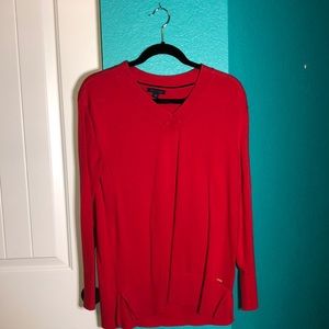 Red Tommy Hilfiger V-Neck Sweater